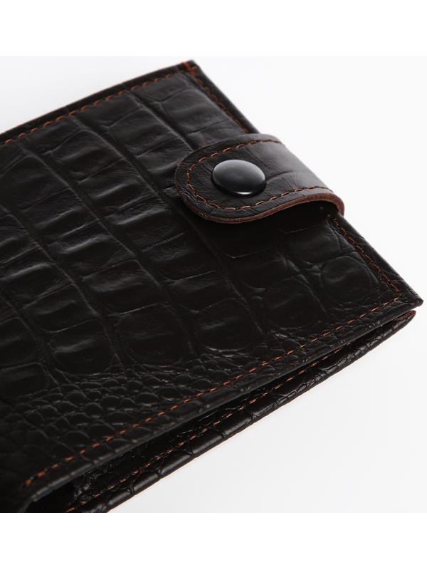 Портмоне на кнопке, для купюр, для карт, для монет, цвет коричневый