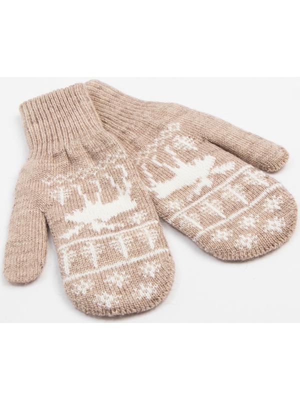 Варежки женские, цвет бежевый, размер 18