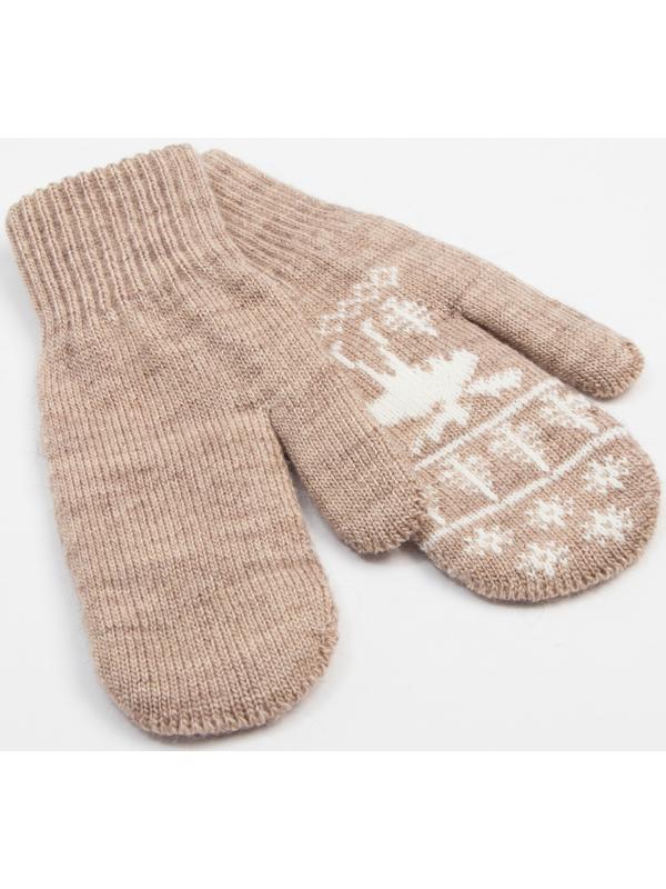 Варежки женские, цвет бежевый, размер 18