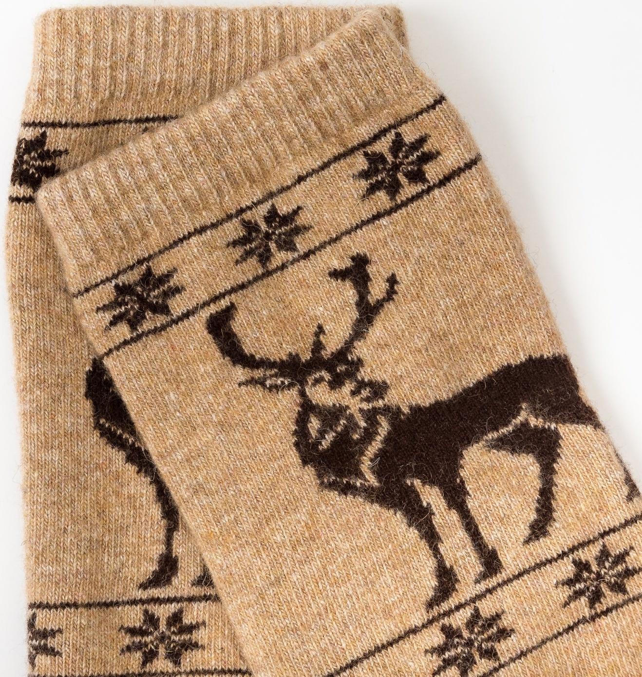 Гольфы женские из монгольской шерсти с рисунком, цвет бежевый, размер 23-25