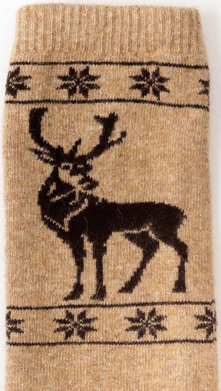 Гольфы женские из монгольской шерсти с рисунком, цвет бежевый, размер 23-25