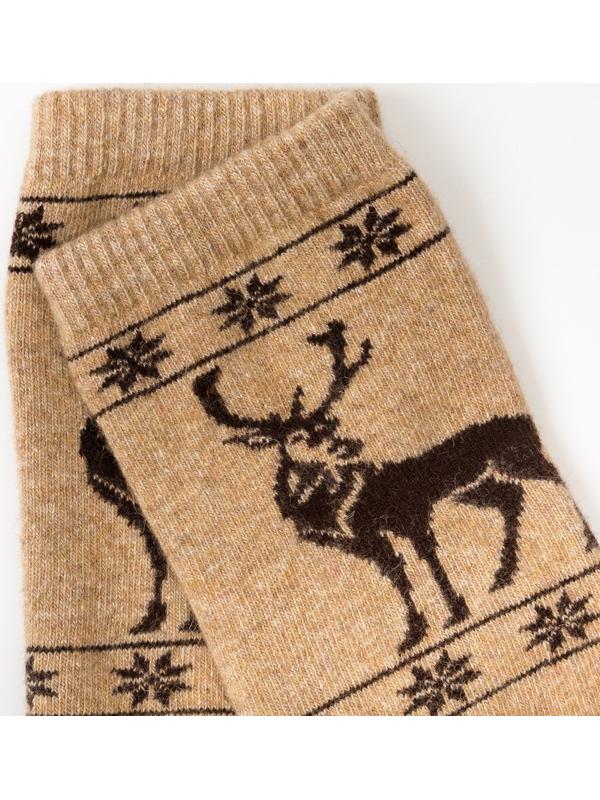 Гольфы женские из монгольской шерсти с рисунком, цвет бежевый, размер 23-25