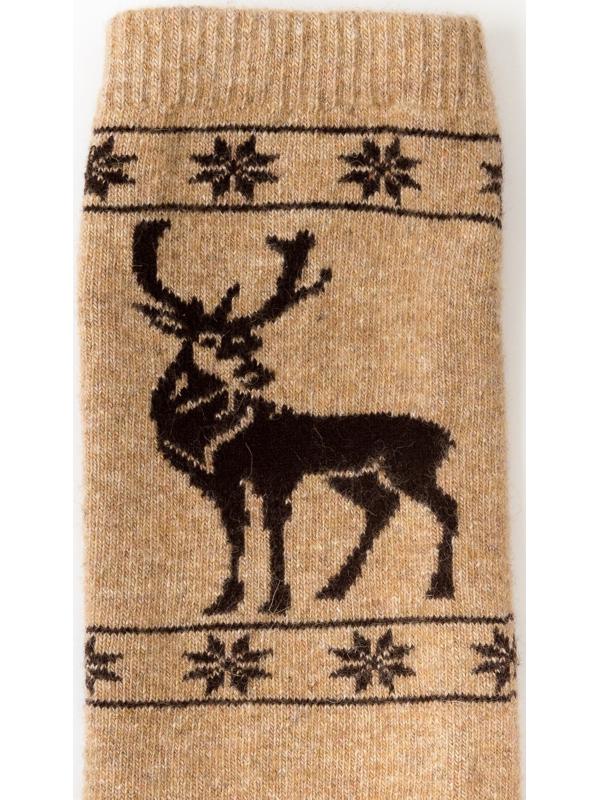 Гольфы женские из монгольской шерсти с рисунком, цвет бежевый, размер 23-25