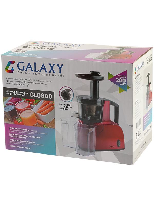 Соковыжималка Galaxy GL 0800, 200 Вт, 0.92 л, реверс, красная