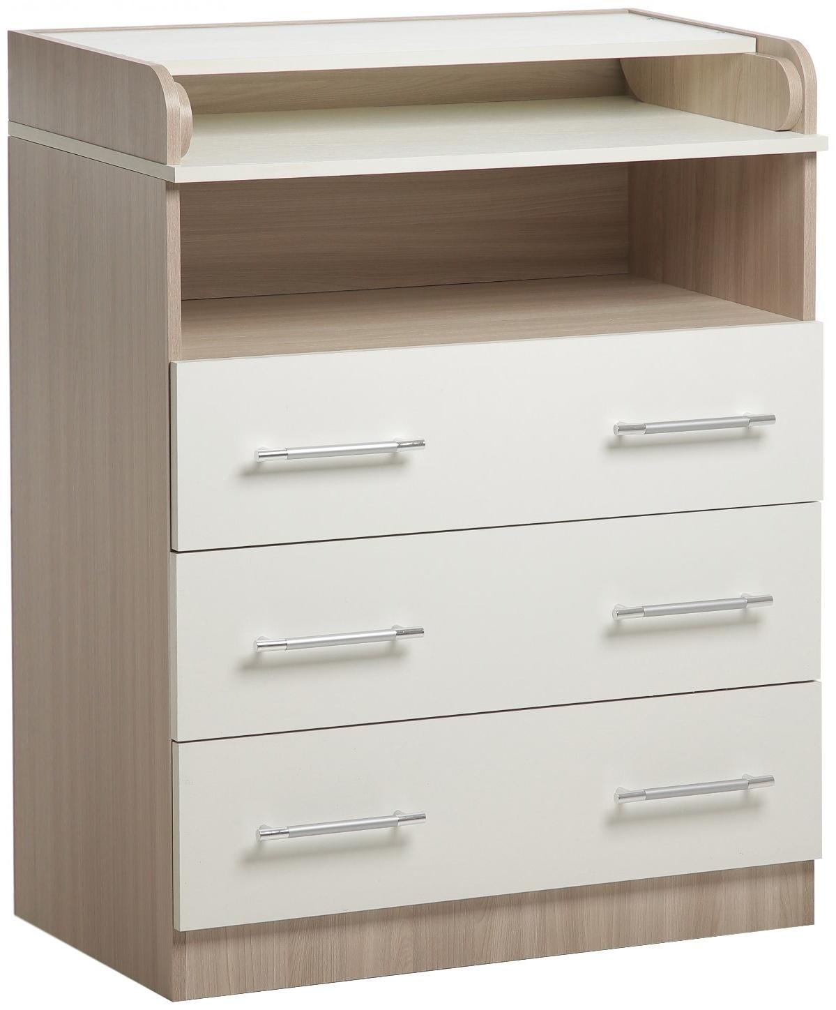 Комод КП-3   3ящ. 1000х800х440(730), Ясень шимо светлый/Белый