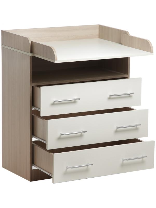 Комод КП-3   3ящ. 1000х800х440(730), Ясень шимо светлый/Белый