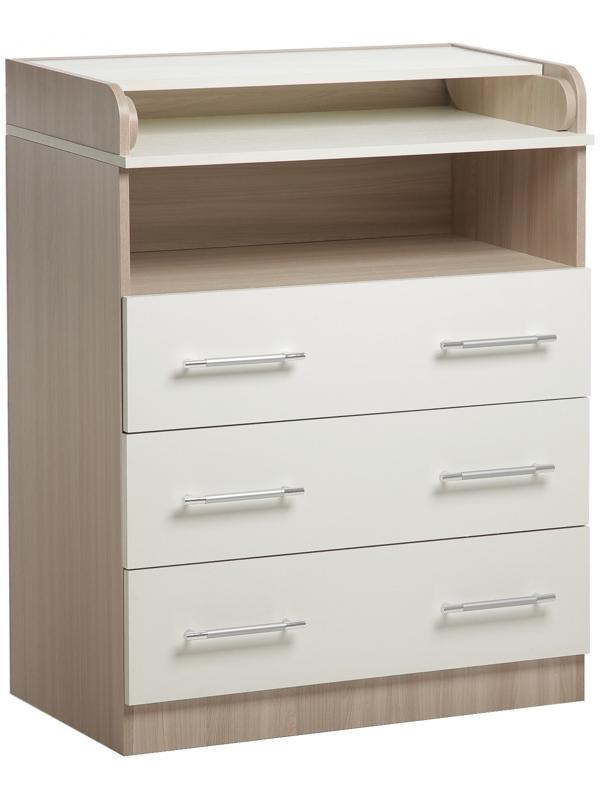 Комод КП-3   3ящ. 1000х800х440(730), Ясень шимо светлый/Белый
