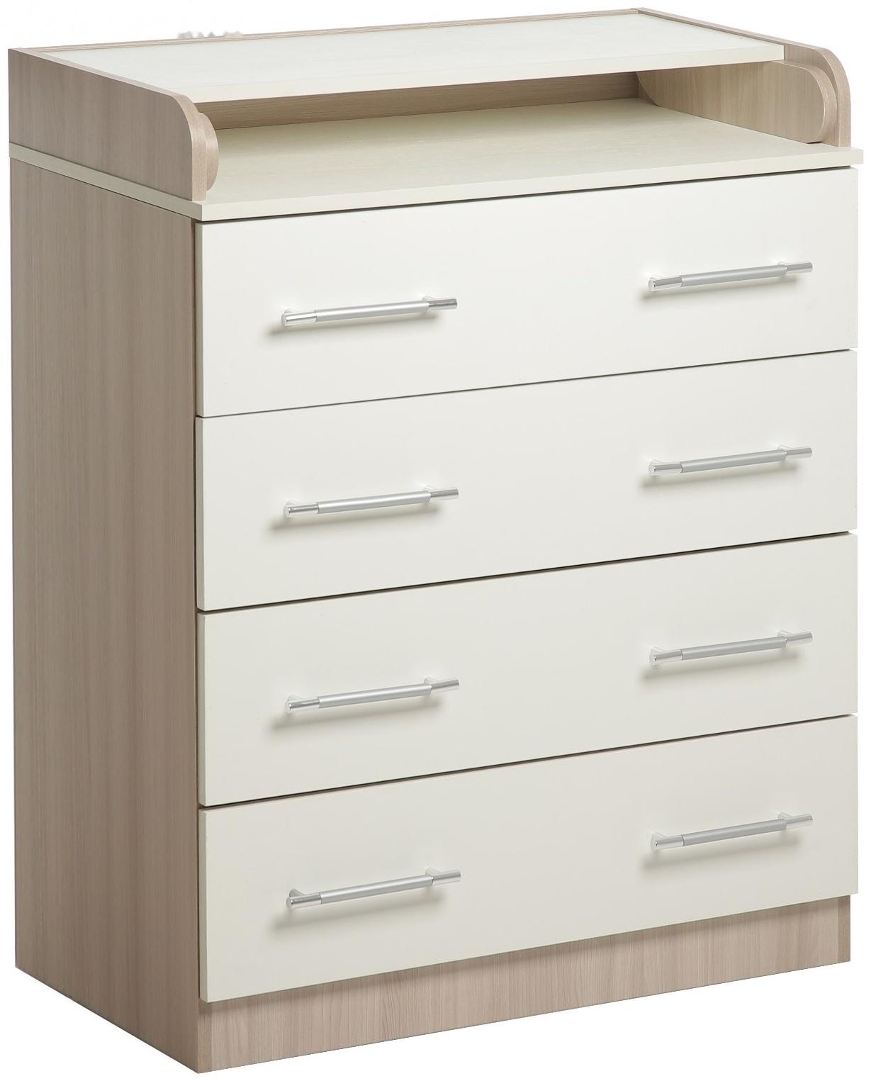 Комод КП-4   4ящ, 1000х800х440(730), Ясень шимо светлый/Белый