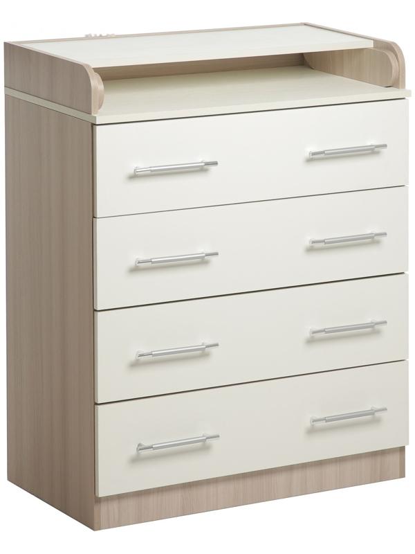 Комод КП-4   4ящ, 1000х800х440(730), Ясень шимо светлый/Белый