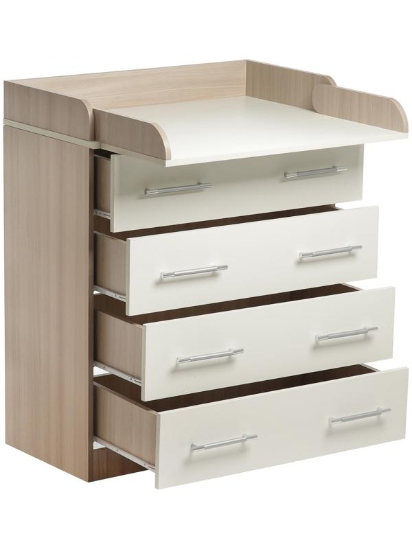 Комод КП-4   4ящ, 1000х800х440(730), Ясень шимо светлый/Белый