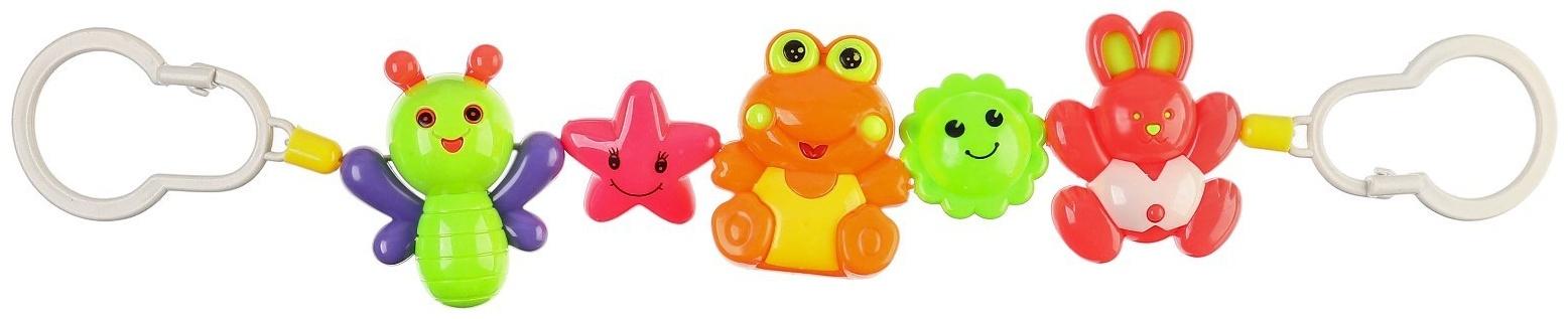 Растяжка на коляску/кроватку «Зайчик, лягушка, пчелка», 3 игрушки, цвет МИКС, Крошка Я