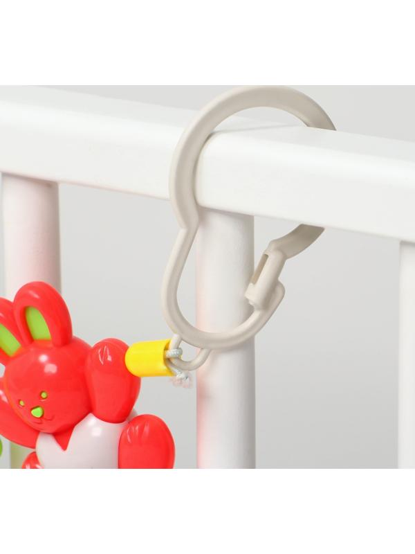 Растяжка на коляску/кроватку «Зайчик, лягушка, пчелка», 3 игрушки, цвет МИКС, Крошка Я