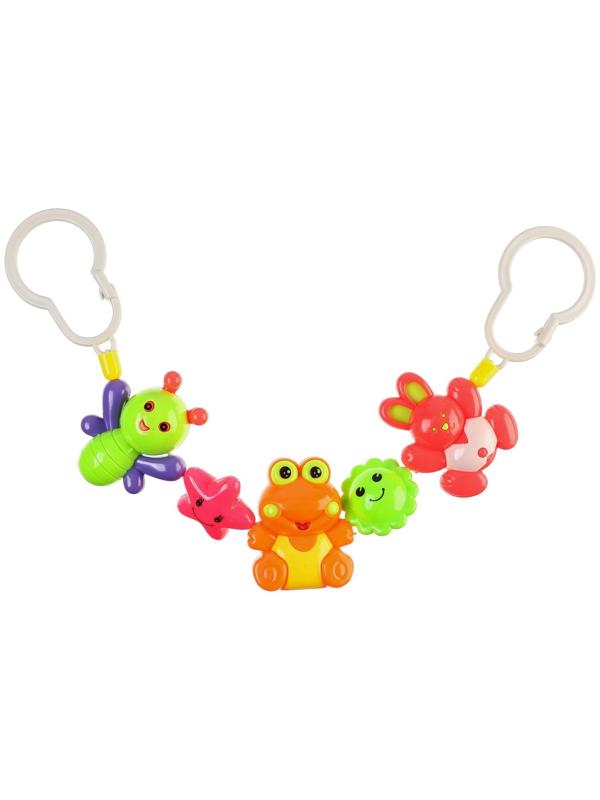 Растяжка на коляску/кроватку «Зайчик, лягушка, пчелка», 3 игрушки, цвет МИКС, Крошка Я