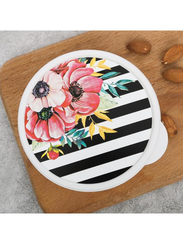 Ланч-бокс круглый «Цветы», 500 мл