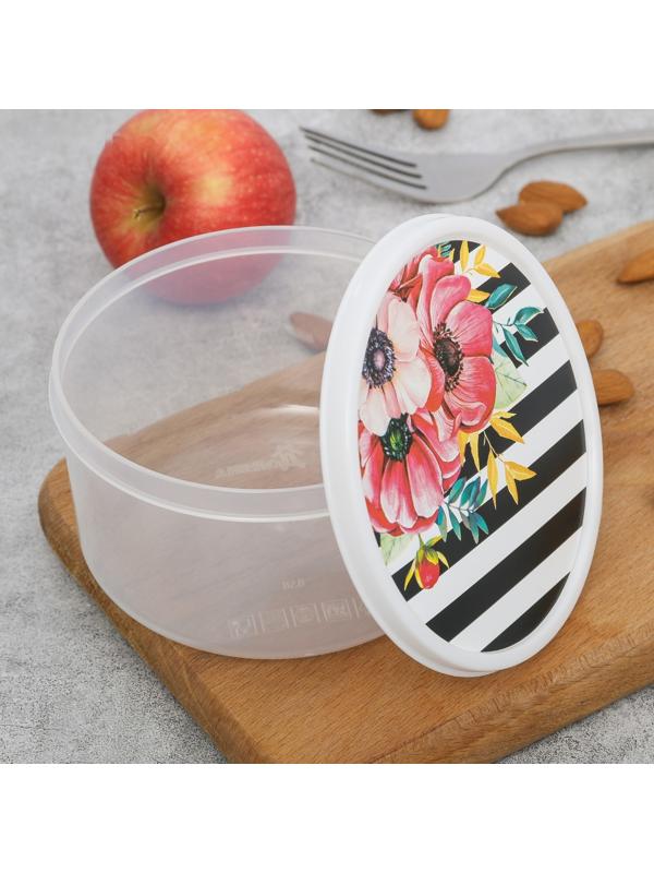 Ланч-бокс круглый «Цветы», 500 мл