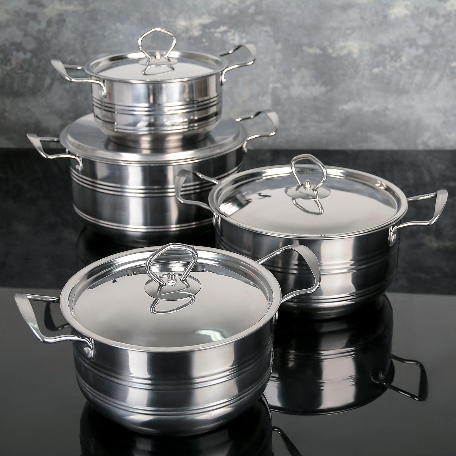 Набор посуды из нержавеющей стали «Ясмин», 4 кастрюли: 2 л, 2,7 л, 3,5 л, 4,5 л, d=17/19/21/23 см, металлические крышки, индукция