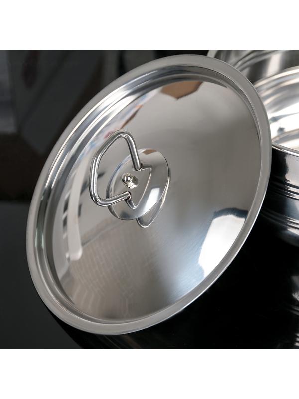 Набор посуды из нержавеющей стали «Ясмин», 4 кастрюли: 2 л, 2,7 л, 3,5 л, 4,5 л, d=17/19/21/23 см, металлические крышки, индукция