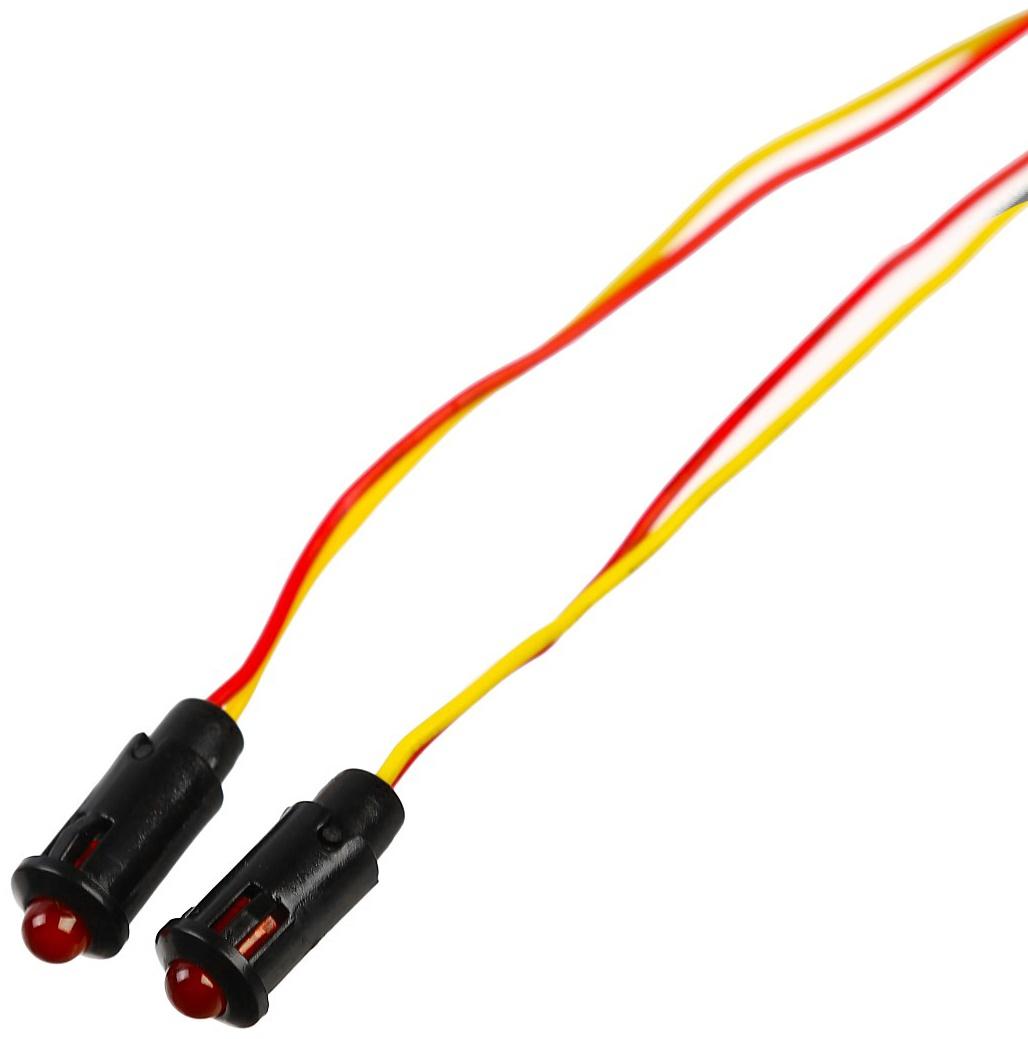 Индикатор LED Ф8 12 В, c проводом, красный