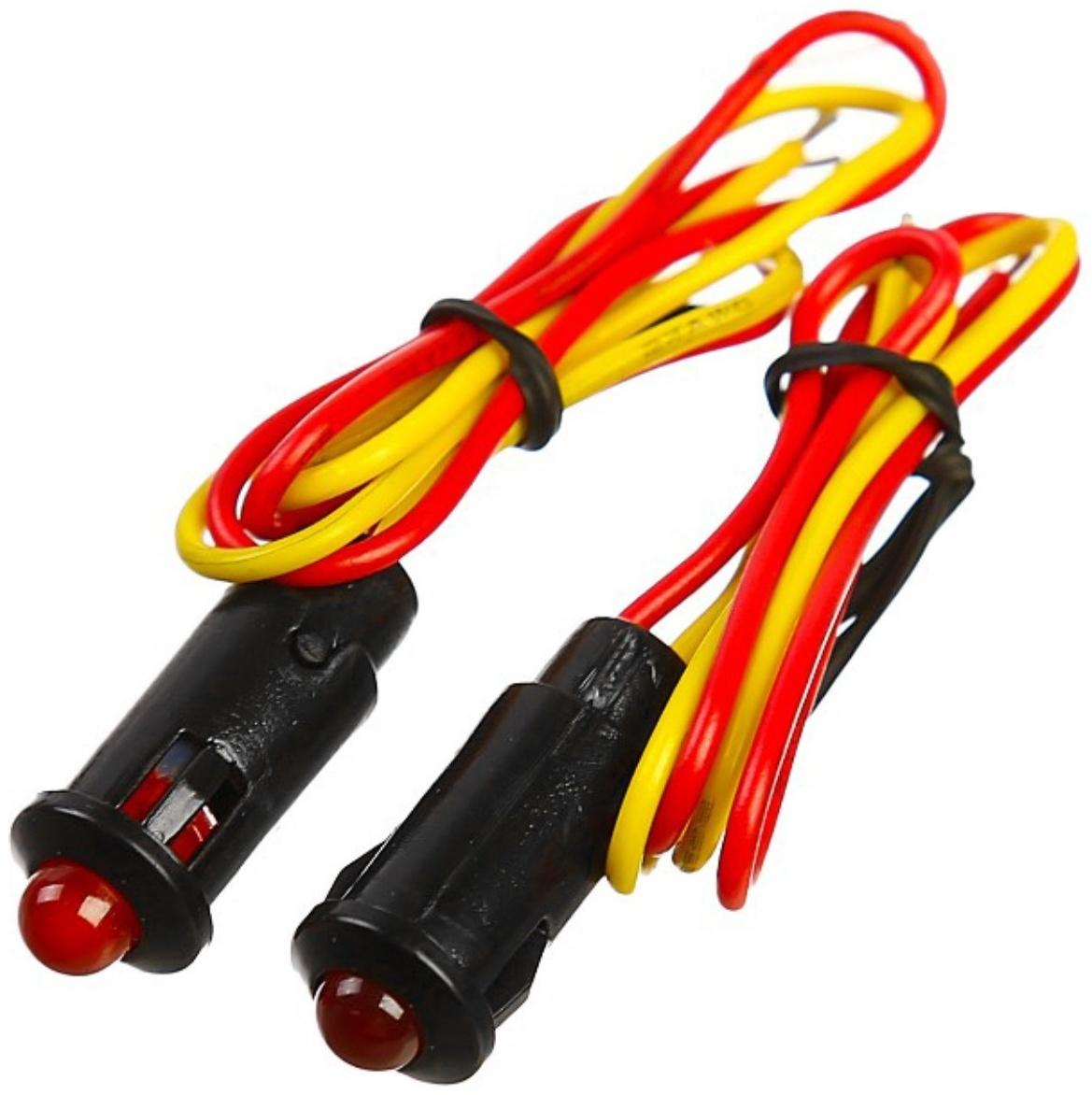 Индикатор LED Ф8 12 В, c проводом, красный