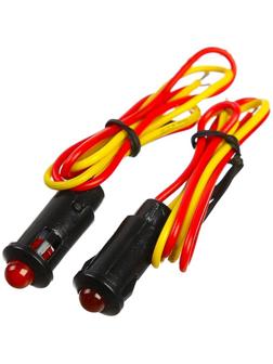 Индикатор LED Ф8 12 В, c проводом, красный