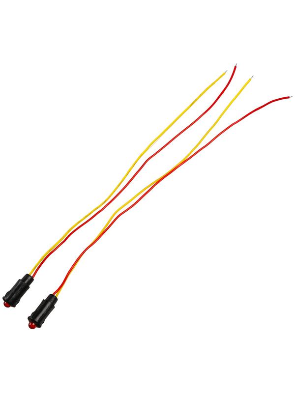 Индикатор LED Ф8 12 В, c проводом, красный