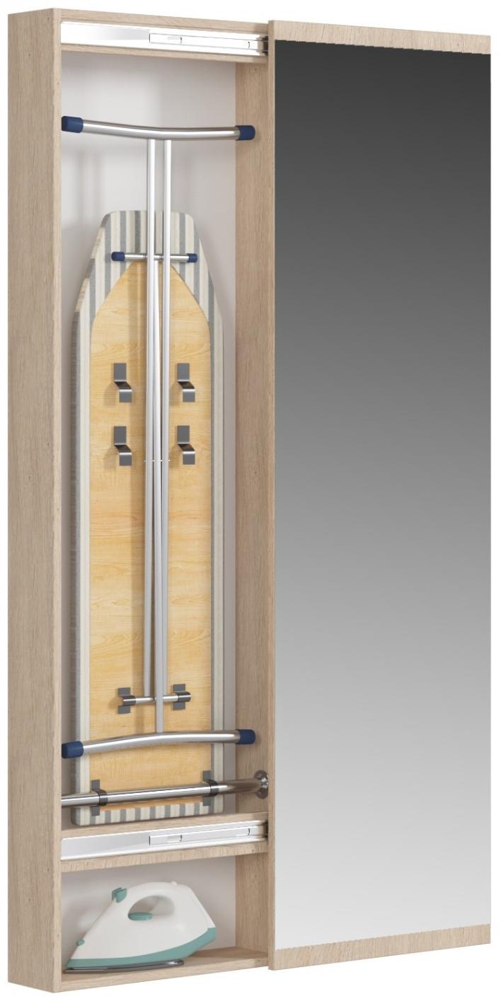 Пенал с зеркалом с гладильной доской Светлана, 500х150х1740, Дуб сонома