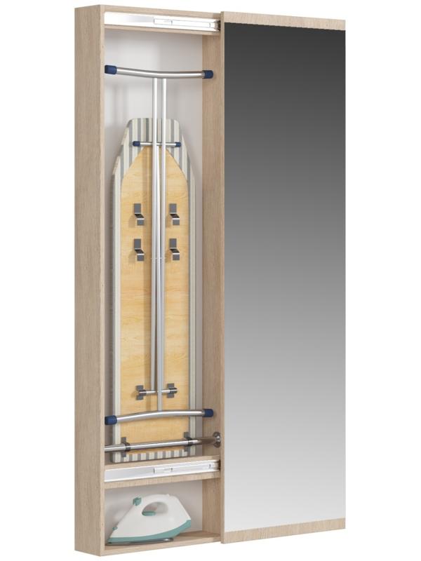 Пенал с зеркалом с гладильной доской Светлана, 500х150х1740, Дуб сонома