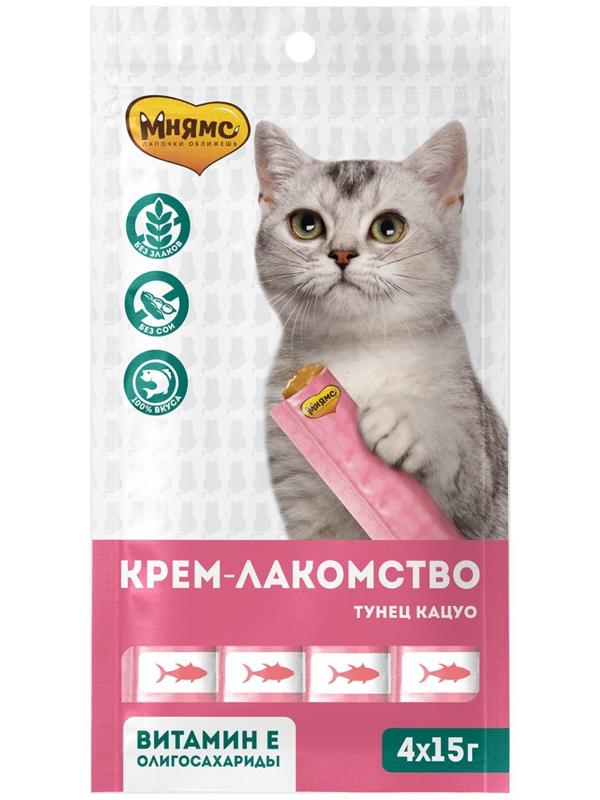 Крем-лакомство Мнямс для кошек, с тунцом Кацуо, 15 г х 4 шт