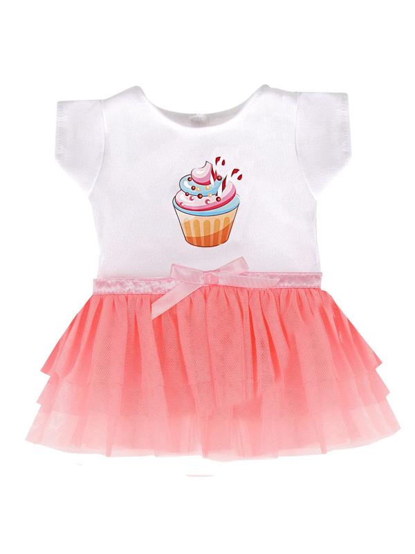 Одежда для кукол 38-43см, футболка и юбочка Пирожное