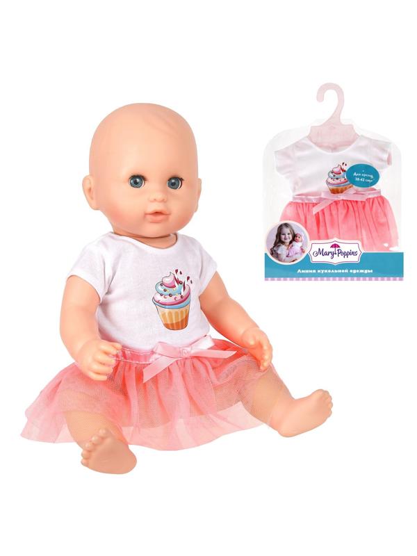 Одежда для кукол 38-43см, футболка и юбочка Пирожное