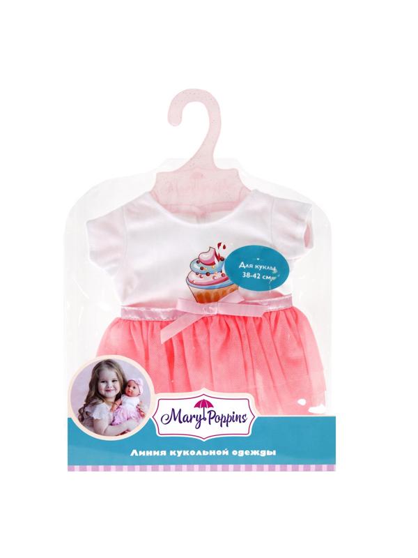 Одежда для кукол 38-43см, футболка и юбочка Пирожное