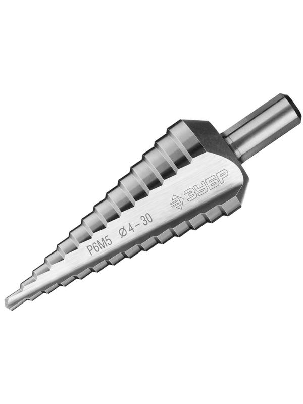 Сверло ступенчатое ЗУБР 4-30мм, 14 ступеней, сталь Р6М5 (29670-4-30-14_z01)