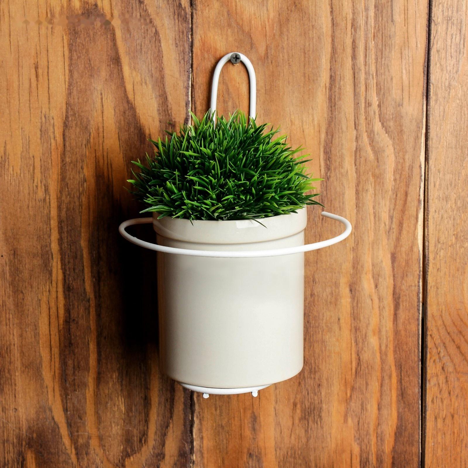 Подвес для кашпо настенный «Одиночка», d = 16 см, белый