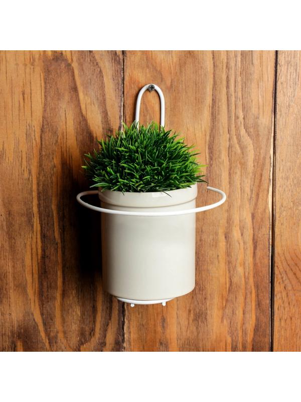 Подвес для кашпо настенный «Одиночка», d = 16 см, белый