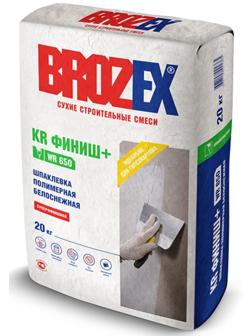 Шпаклёвочная смесь на полимерном связующем для окончательной отделки стен и потолков в сухих помещениях Brozex КР (финишная), супербелая, 20 кг