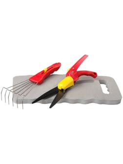 Набор, 3 предмета: ножницы для стрижки травы, подколенник, грабельки, GRINDA 8-422035