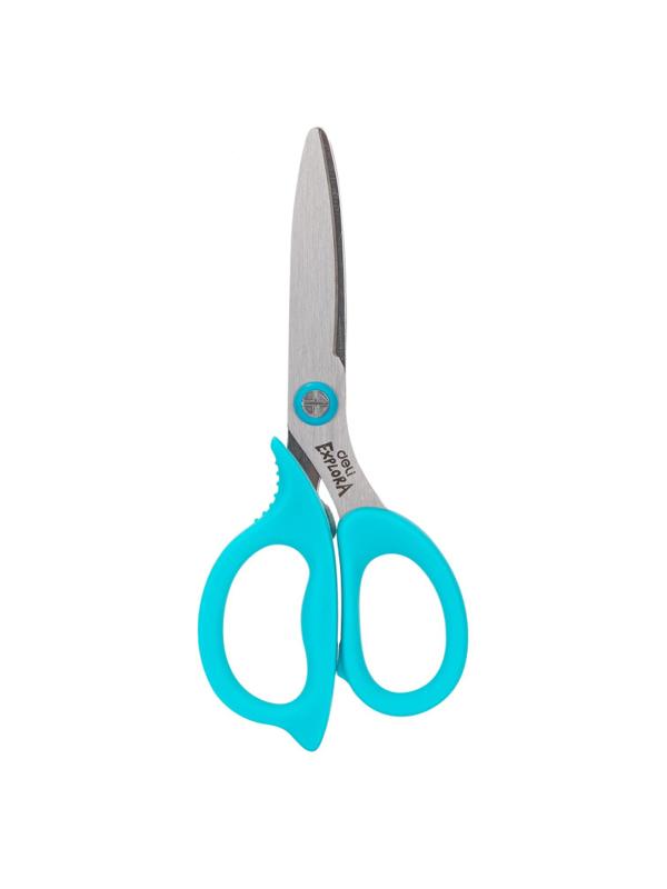Ножницы детские Deli Explora E77755-BLUE 135мм, сталь, ассимм ручки,голубой