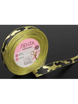 Лента атласная «Камуфляж», 15 мм × 18 ± 1 м, цвет зелёный