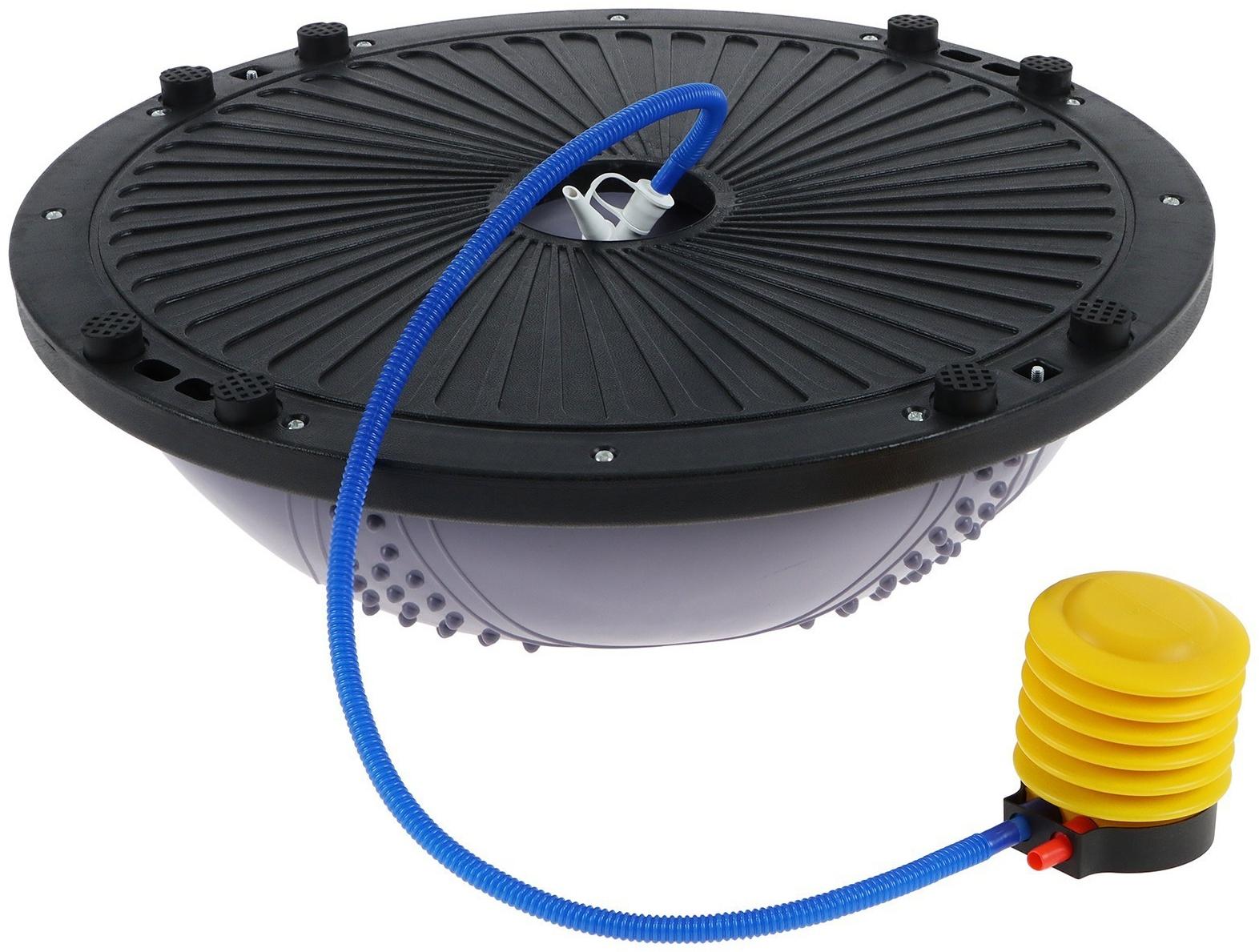 Полусфера BOSU гимнастическая ONLYTOP, массажная, с насосом, 58х25 см, цвет серый