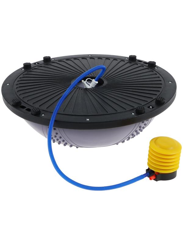 Полусфера BOSU гимнастическая ONLYTOP, массажная, с насосом, 58х25 см, цвет серый