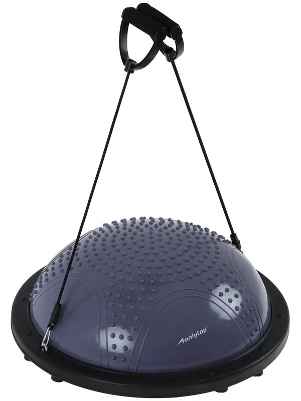 Полусфера BOSU гимнастическая ONLYTOP, массажная, с насосом, 58х25 см, цвет серый