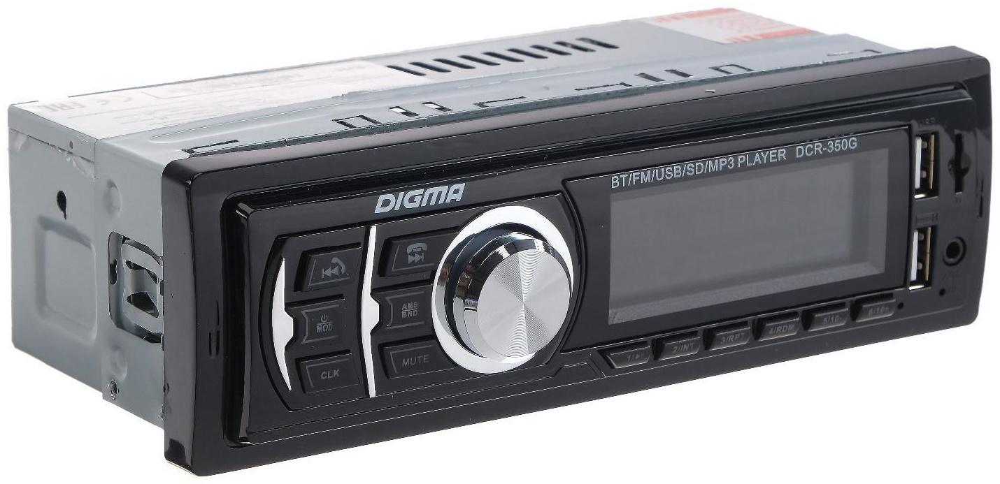 Автомагнитола Digma DCR-350G, 1DIN, 4 х 45 Вт, Bluetooth, USBx2, AUX, SD