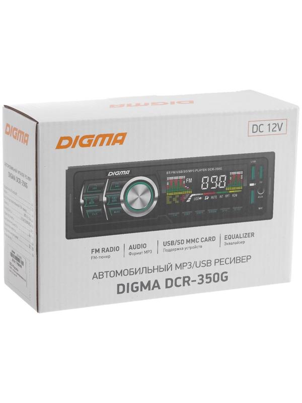 Автомагнитола Digma DCR-350G, 1DIN, 4 х 45 Вт, Bluetooth, USBx2, AUX, SD