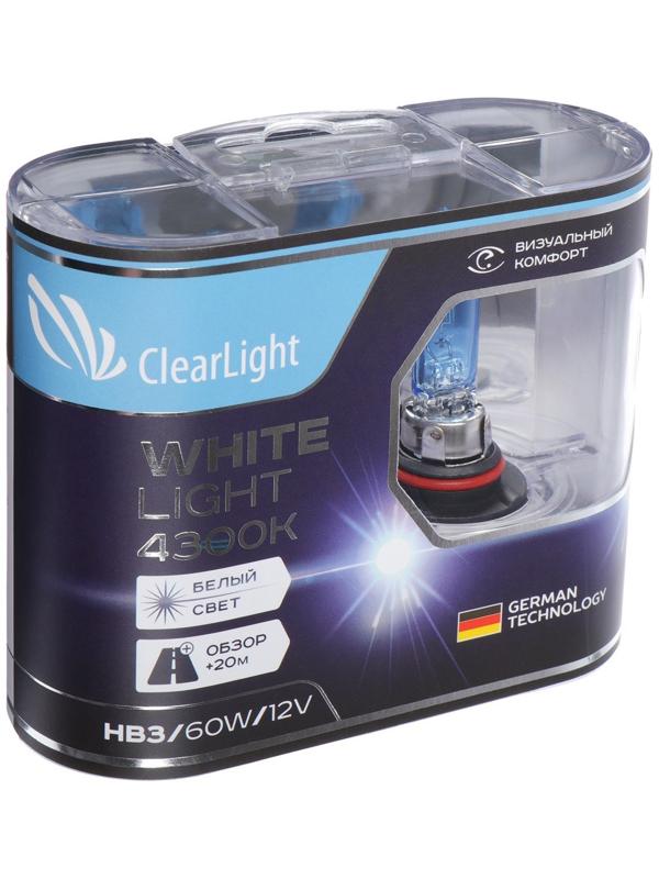 Лампа автомобильная Clearlight WhiteLight, HB3, 12 В, 60 Вт, набор 2 шт