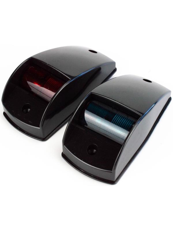 Огни ходовые Skipper 00194 накладные, пластик черный, 12V, цвет огня красный/зеленый