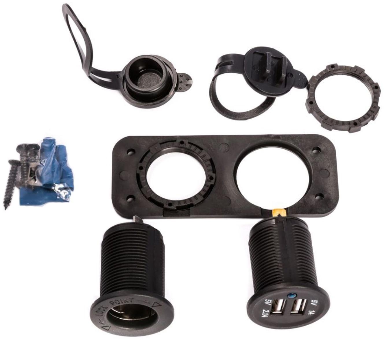 Панель прикуривателя Skipper PN181SL1USB, пластик черный, -15АА, 12V