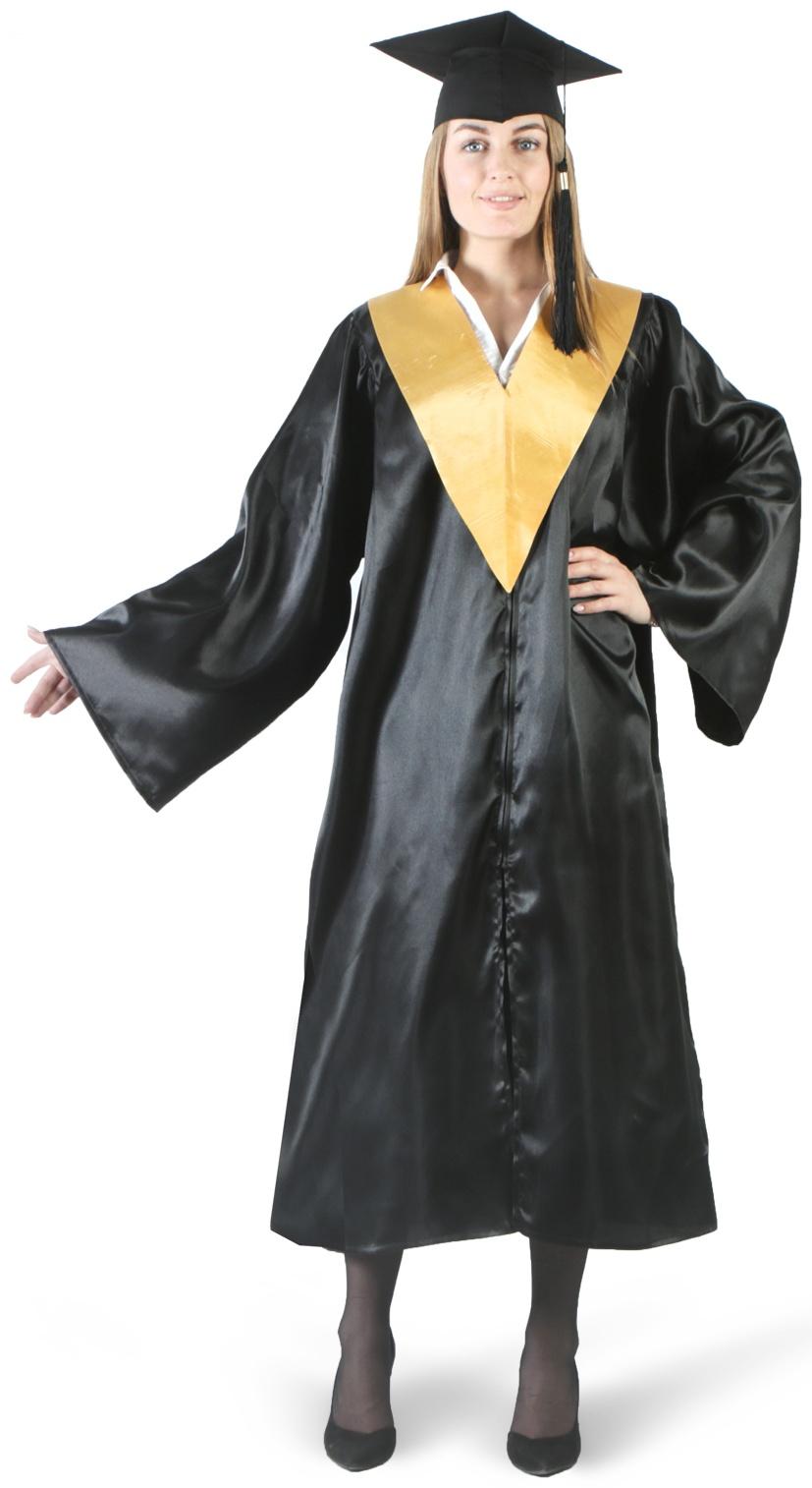 Костюм «Выпускник», мантия, золотой воротник, головной убор, р. 42-54