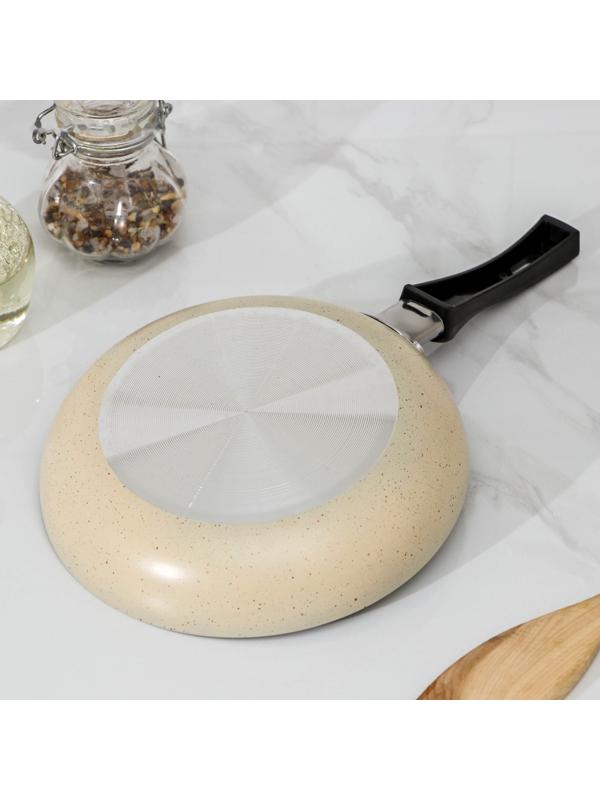 Сковорода «Стоун», d=17 см, пластиковая ручка, антипригарное покрытие, цвет бежевый