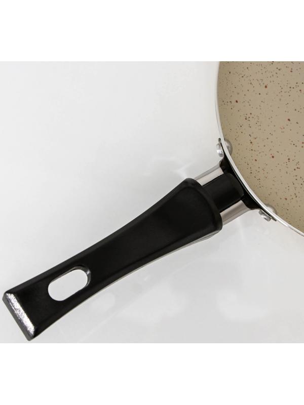 Сковорода «Стоун», d=17 см, пластиковая ручка, антипригарное покрытие, цвет бежевый