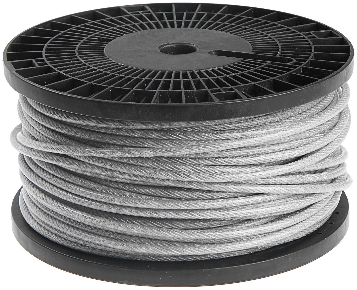 Трос в оплетке ПВХ ТУНДРА krep, структура 6х7+FC, 5/7 мм, в катушке 100 м